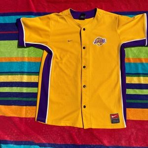 Throwback Los Angeles lakers Kobe Bryant Shaquille O’Neal warm up jersey large